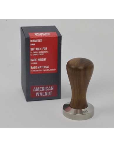 Brooks 50mm tamper with american walnut handle